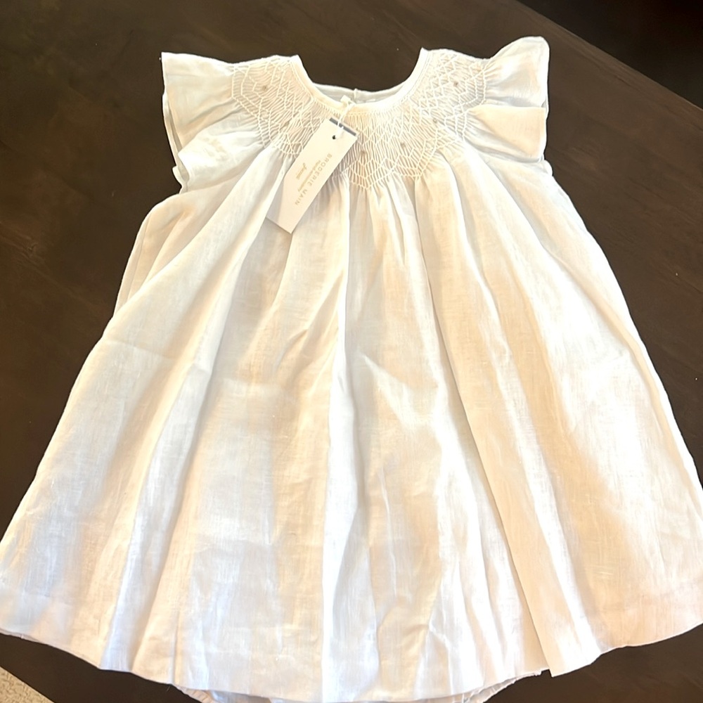 New White Jacardi Dress Size 36 months